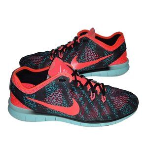 Nike Free 5.0 Tr Fit 5 SZ 11 Womens Trainer/Runner Shoes Blk/Teal/Coral MSRP 189